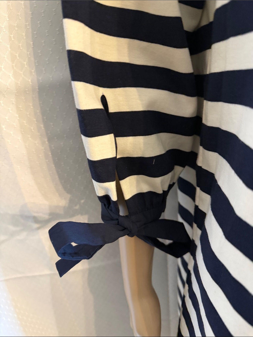 J.Crew, blue and white striped off the shoulder dress - Picture 3 of 9